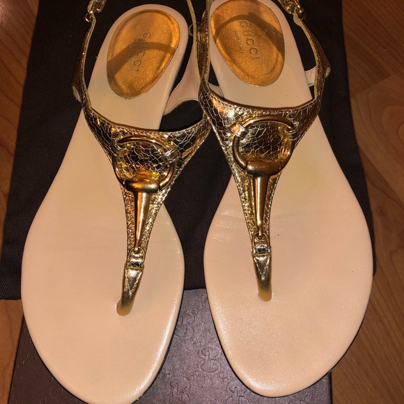 Gucci Shoes - Gucci Gold Sandals